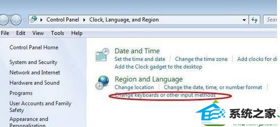点击“Change keyboards or other input methoos” win10系统英文版系统任务栏右下角语言栏不见了的解决方法