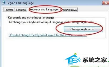 点击“change Keyboards...” win10系统英文版系统任务栏右下角语言栏不见了的解决方法